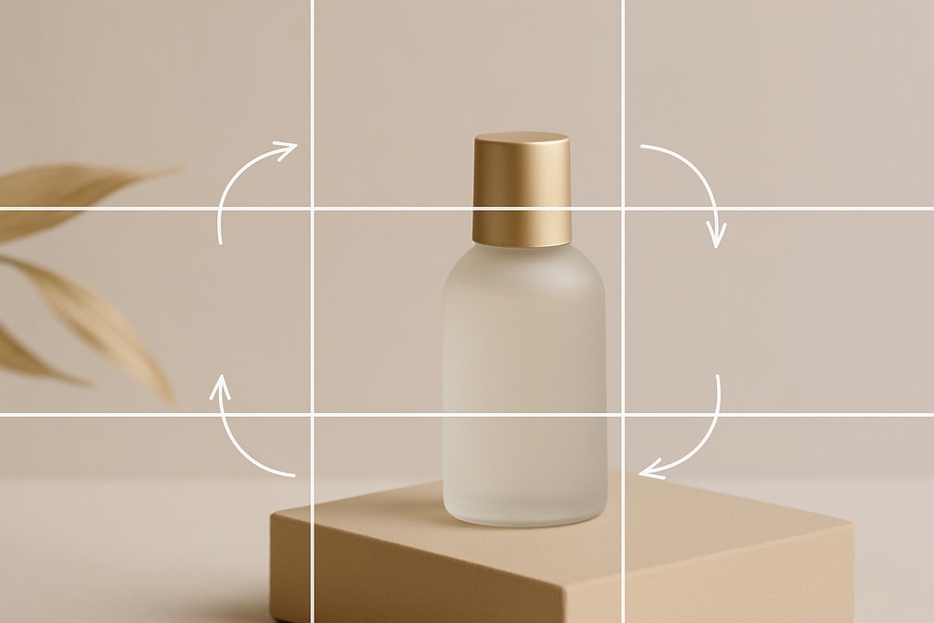 Diagram illustrating the rule of thirds in product photography