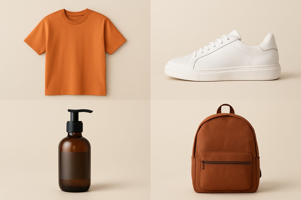 Example of consistent product photos with uniform backgrounds and lighting