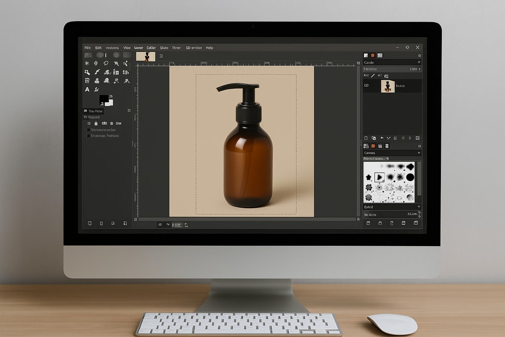 Image of GIMP in use editing product photos