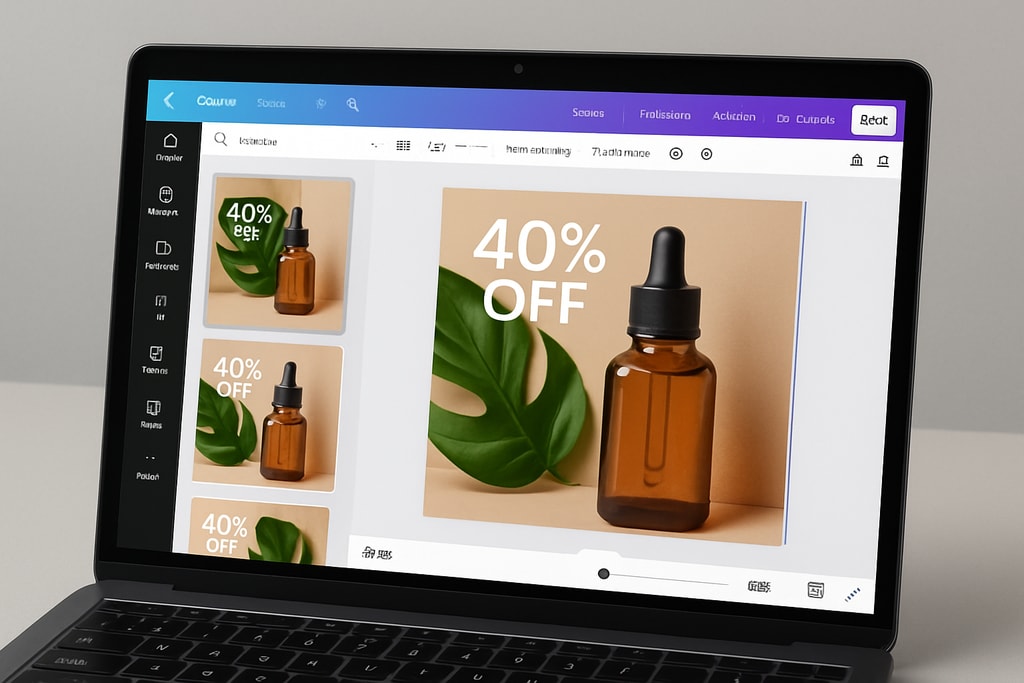 Canva interface displaying an edited product advertisement
