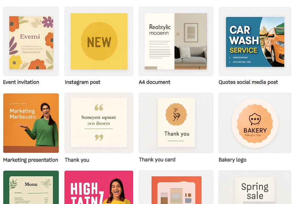 Canva template selection